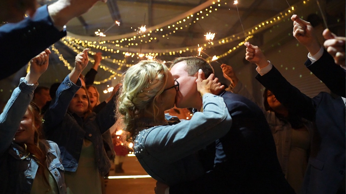 Sydney wedding reception, late at night, bride and groom dancing and kissing